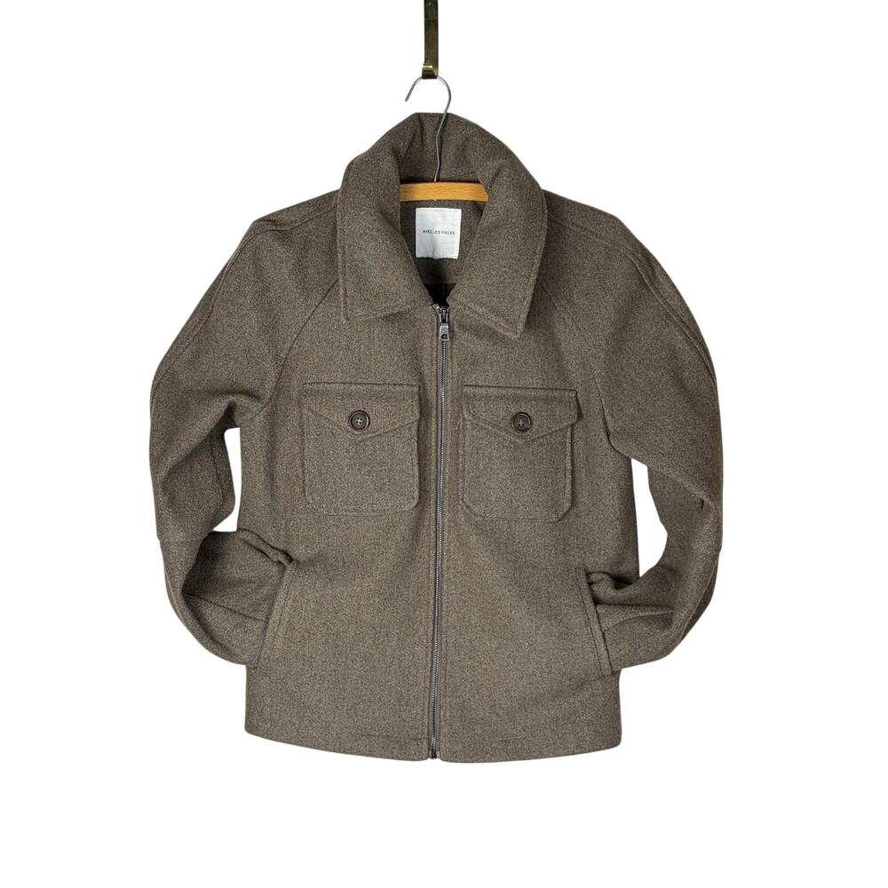 Avec Les Filles Taupe Felted Zip Front Utility Jacket Size XL Fall Layering